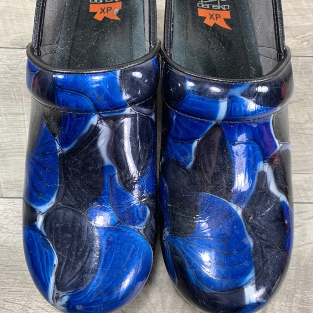 Dansko Professional Marbled Blue Leather Women's Clogs Shoes Mules Size 10.5-11 - Picture 4 of 9